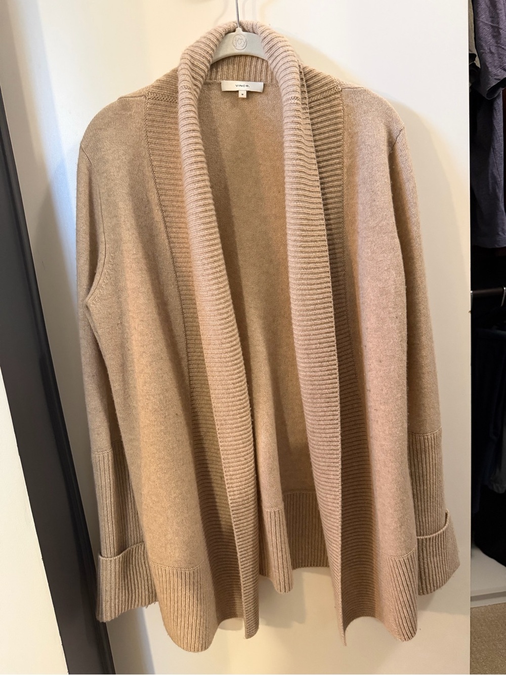 Vince Open-Front Shawl Collar Cardigan - Beige